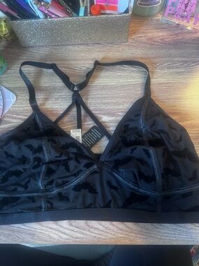 torrid Black Velvet Bat-Print Strappy Bralette